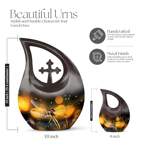 Dragonfly Burial Urn, Funeral Tiny for Brother & Sister Ashes, Unique & Memorial Urns for Home, Human Remains Urn, Cremation Urns for Ash, 3 Inch Keepsake B0FFZFPXFB