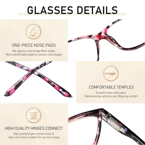 SIGVAN Ladies Reading Glasses Blue Light Blocking Spring Hinge Fashion Pattern Print Eyeglasses for Women