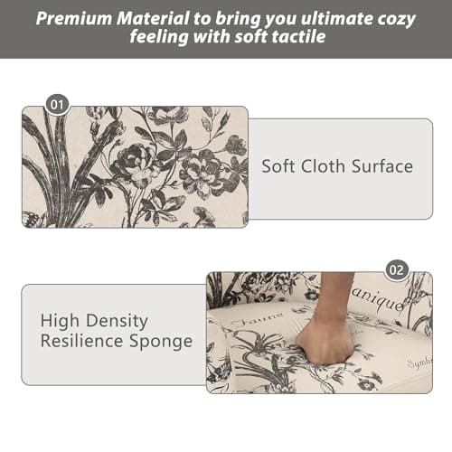 INZOY Modern Accent Chair with Ottoman for Small Space, Club Chair with Ottoman Set, Comfy Fabric Barrel Reading Chairs for Living Room Bedroom, Round Reading Chair with Foot Rest, Flower Pattern