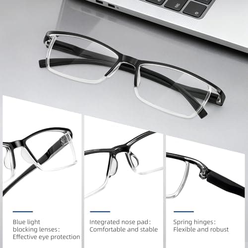 Reading Glasses Men Blue Light Blocking Readers Spring Hinge Computer Anti Eyestrain Eyeglasses