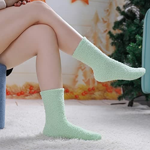 LINEMIN Womens Fuzzy Socks Cozy Fluffy Winter Warm Slipper Socks Microfiber Soft Home Sleeping Socks B09BN6Q93J