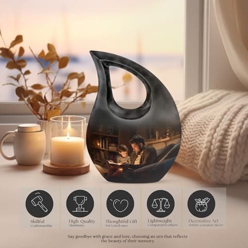 Dad & Son Funeral Tiny Urn for Ashes Adult Male, Drop Keepsake Cremation Burial Urns for Human Ashes, Handcrafted Cremains Containers, Handcrafted Funeral Tiny Memorial Gifts, 3 Inches B0FG372JF2
