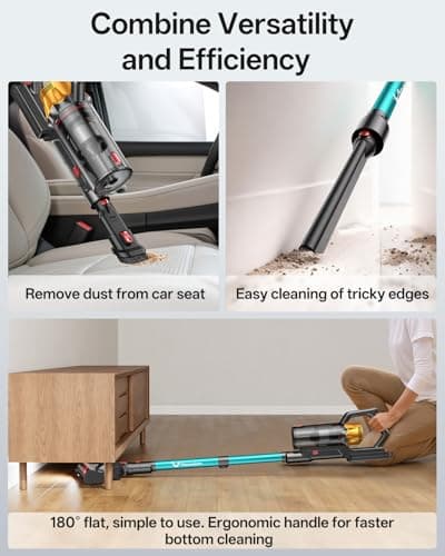 Cordless Vacuum Cleaner, 650W 55KPa 60Mins Vacuum Cleaners for Home, 8-in-1 Stick Vacuum with Charging Dock Station, Powerful Suction, Rechargeable, Versatile for Carpet, Hard Floor, Pet Hair
