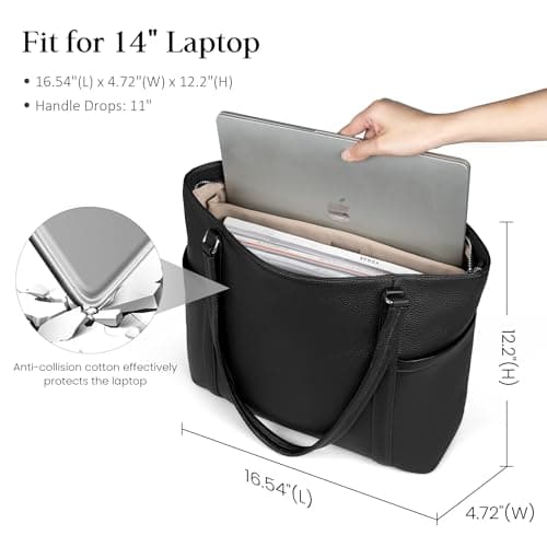 befen Genuine Leather Laptop Tote Bag for Women, Womens 15 Inch Computer Bags Work Totes Purse Shoulder Purses Handbags