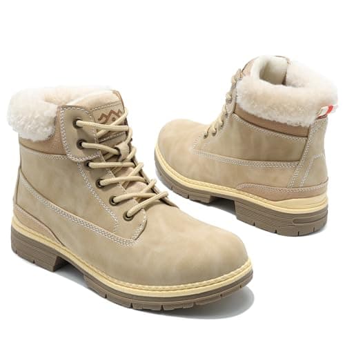 COTTIMO Womens Hiking Snow Winter Boots- Ladies Casual Outdoor Lightweight Ankle Boots Work Backpacking Lace up Fur Lined Walking Trekking Shoes