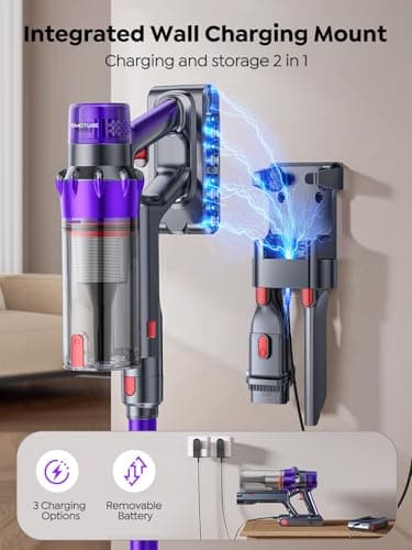 SMOTURE Cordless Vacuum Cleaner, 600W 50KPA 65Mins Vacuum Cleaners for Home, Cordless Stick Vacuum with LED Touch Screen, Anti-Tangle Wireless Vacuum, Handheld Vacuum for Pet Hair/Carpet/Floor