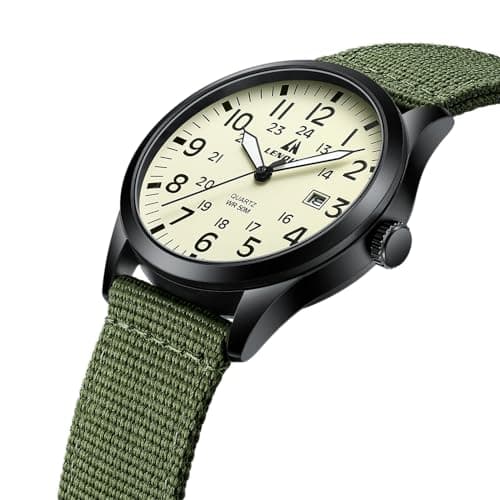 LN LENQIN Mens Watches Unisex Military Sport Nylon Strap Stylish Luminous Fashion Analog Quartz Watch for Men Waterproof Army Tactical Casual Wristwatch