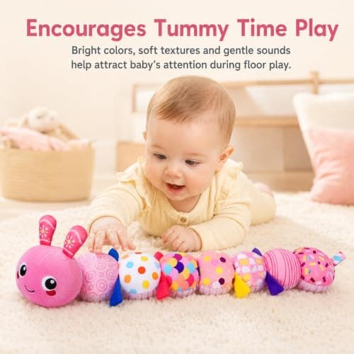 KMUYSL Baby Toys 0-6 6-12 Months, Sensory Music Animal Stuffed Toy for 0 1 2 3 4 5 6+ Months, Plush Toy with Crinkle and Rattles for Infant Newborn, Tummy Time Toys Gifts for 0-3-6-12 Month