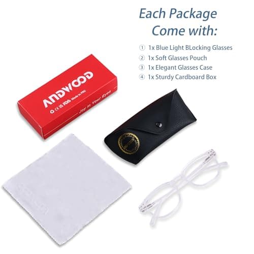 ANDWOOD Blue Light Blocking Glasses Women Men Computer Small Face Clear Bluelight Blocker Eyeglasses Frame