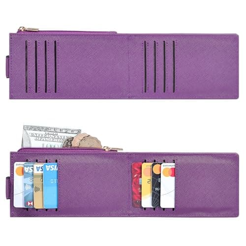 Chelmon Women's RFID Slim Card Holder Wallet: Thin Bifold with Multi-Card Case & Zipper Coin Pocket Purse (Deep Purple)