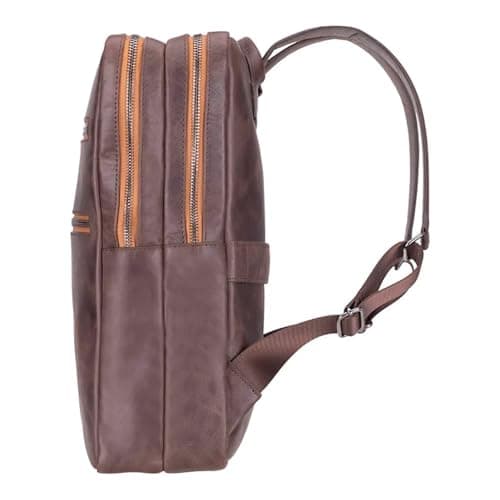 TORONATA Osceola Genuine Leather Laptop Backpack for Men & Women, Handmade Leather Backpack Fits 16 Inch Laptop (Dark Brown)