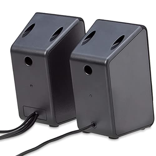 Amazon Basics USB-Powered Computer Speakers with Volume Control for Desktop or Laptop PC, Compact Size, Headphone Jack, Portable, Plug-N-Play, Black