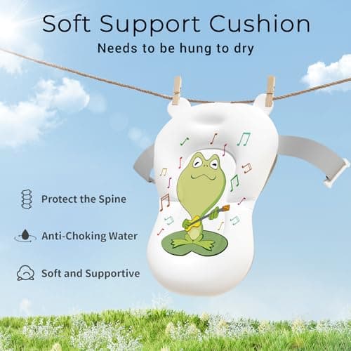 BUNWAG Baby Bathtub, Collapsible Newborn Bathtub for Infant to Toddler with Soft Cushion and Thermometer,Portable Travel Newborn Tub with No-Slip Feet, Baby Shower Gifts, 0-12 Months Baby Bath, Grey B0CTJXJL4T