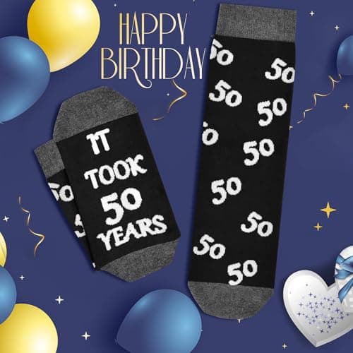40th 50th 60th Birthday Gifts For Him, Men 40th 50th 60th Birthday Decorations, Cool Gifts Funny Crews Black Cotton Socks