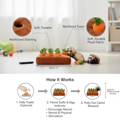 Ferret Foraging Toys Novelty Carrot Snuffle Mat Interactive Pet Treat Enrichment Toys for Small Animals Bunny Rabbit Chinchilla Guinea Pig Hamster (12Carrot)