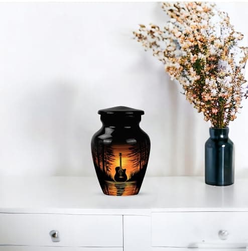 Guitar Urns for Human Ashes - Music Lover Cremation Keepsake Urns for Human Ashes Male & Female - Musical Instrument Burial Urn for Women & Men - Memorial Gift for Father - Small - 3 Inch B0H75NTJX2