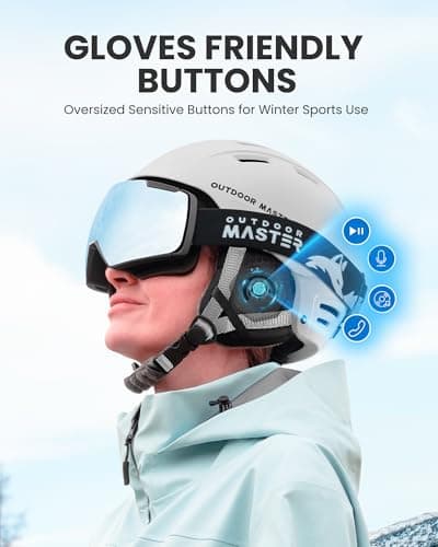 OutdoorMaster Update Ski Helmet Headphones, True Wireless Bluetooth with Charging Case, Drop-in Headphones HD Speaker Chip Compatible with Audio Ready Snowboard Helmets-Pure Black