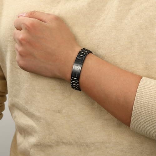 P. BLAKE Gifts for Best Ever Dad Husband Boyfriend Son Uncle, Stainless Steel American Flag Watch Band Link Bracelet Christmas Stocking Stuffers Jewelry Gifts for Men Him