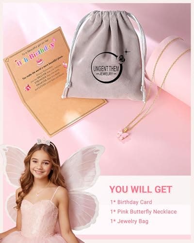 UNGENT THEM Happy 5th 6th 7th 8th 9th 10th 11th 12th Birthday Gifts, You Make The World A More Beautiful Place Butterfly Necklace Bday Presents