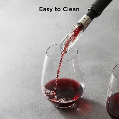 Rabbit W6127 Wine Aerator and Pourer, Clear and Stainless Steel Design, Easy to Use for Enhancing Wine Flavor and Smooth Pouring