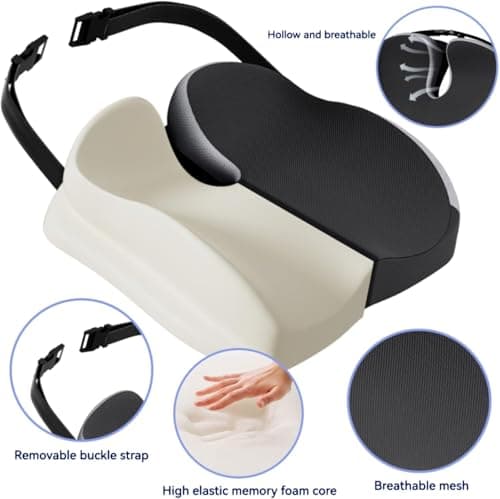 Seat Cushions for Office Chairs Wheelchair Cushion for Long Sitting Back Pain,Memory Foam Seat Car Computer Desk Chair Cushion,Coccyx Cushion for Tailbone Pain Relief Cushion Office Chair Black