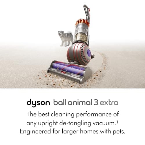 Dyson Ball Animal 3 Extra Upright Vacuum, Corded, 290AW, De-tangling Motorbar Cleaner Head for All Floors, 3 Suction Modes, Specialized pet Tools