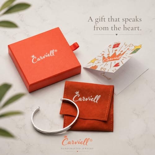 Carviell Bracelets for Women – 100+ Meaningful Engraved Messages – Solid 316L Surgical Stainless Steel Cuff Bracelet – Gift Ready B094NY63KJ