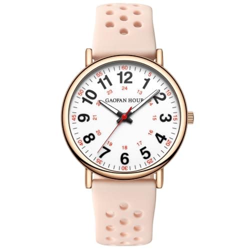 GAOFAN HOUR Waterproof Nurse Watch for Medical Professionals,Doctors Nursing Students Women Men,12/24 Hour Military Time,Luminouse Easy Read Dial,Soft and Breathable Silicone Band