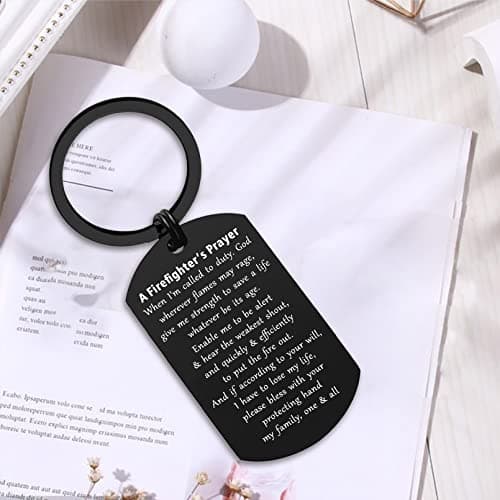 ENGZHI Firefighter Gifts for Men Fire Man Prayer Keychain- God Give Me Strength To Save A Life - Fire Fighter Gift Men