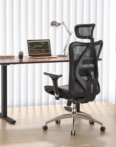 SIHOO M57 Ergonomic Mesh Office Chair, High Back Home Desk Chair with 3D Armrests, Lumbar Support and Adjustable Headrest, Comfortable Computer Chair, Big & Tall Office Chair Hold 330 LBS-Black
