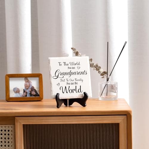 LukieJac Grandparents Gifts from Grandkids Ceramic Plaque for Grandpa & Grandma Gift Ideas Home Decor, Thanksgiving, Christmas, New Year, Grandparents Day, Wedding Anniversary and Birthday Gifts