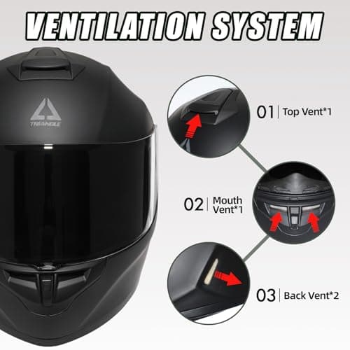 TRIANGLE Full Face Motorcycle Helmet DOT Approved, Street Bike Racing Helmet for Men Women with Tinted & Clear Visors & Carrying Bag