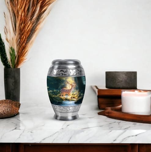 Deer Urn Ashes, Burial & Funeral for Adult Remains, Memorial Gift for Men & Women, Handcrafted, Cremation Urns for Human Ash Small, Green, 3 Inch B0F67DZ9FG