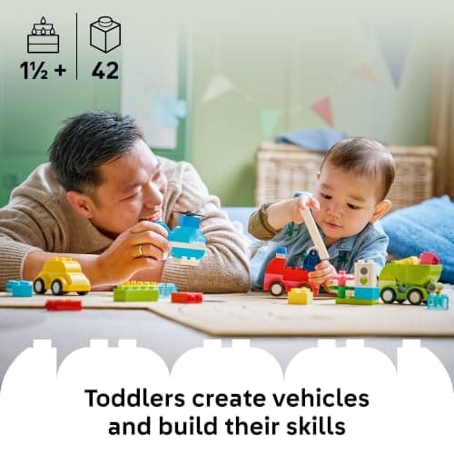 Building Toys for Boys & Girls, Ages 1.5+, Develops Fine Motor Skills, Learning Playset, 42 Pieces, Gift for Toddlers LEGO DUPLO My First Creative Vehicles 10474 B0FMS6DY4Q
