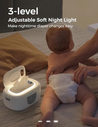 Wipe Warmer with Night Light, Fast and Even Heating, 4 Adjustable Temperature Modes, Baby Shower & Registry Must-haves, Grey Momcozy Baby Wipe Warmer, Innovative Spring Design,Large Capacity Dispenser B0FZKLFGJ1