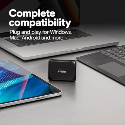 Crucial X10 Pro 1TB Portable SSD, Up to 2100MB/s Read, 2000MB/s Write, 3.2 USB-C, External Solid State Drive, Durable Storage for PC & Mac, for Professional Creators, Black - CT1000X10PROSSD902