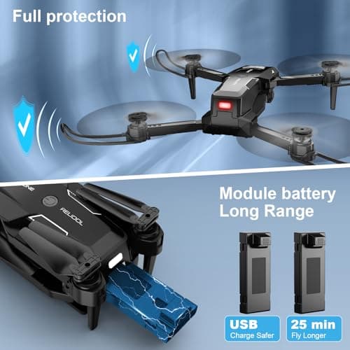 Drone with 1080P Camera - Foldable Remote Control Quadcopter with Gesture Control, 3D Flip, One Key Start, Emergency Stop, 2 Batteries, Easier to use, Toy for Adults Beginners, Black