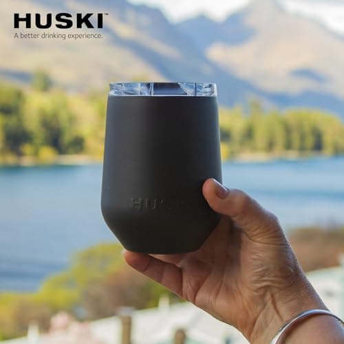 Huski Wine Tumbler 2.0 | NEW | Award-winning Design with Detachable Stem | Premium Stainless Steel Wine Glass with Lid | Triple Insulated Tumbler | 12oz Capacity | Great Gift (Champagne)