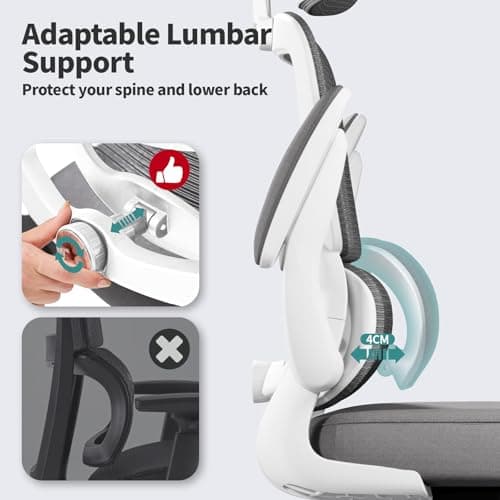 TRALT Office Chair Ergonomic Desk Chair, 330 LBS Home Mesh Office Desk Chairs with Wheels, Comfortable Gaming Chairs (White)