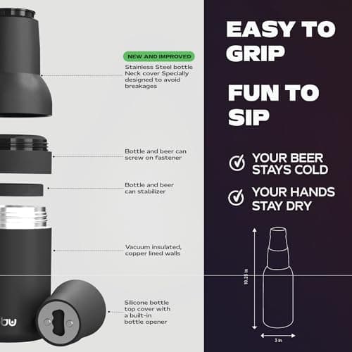 Asobu Frosty Beer Holder,2 Go Vacuum Insulated Double Walled Stainless Steel Beer Can and Bottle Cooler with Beer Opener, Bpa Free, Fits Standard 12oz, Ice Cold for Hours, Great Gift for Beer Lovers
