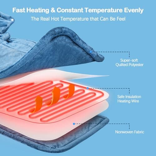 Electric Heat Pad 23"x17" 6 Heat Levels 4 Auto-Off Timers for Home Office Relaxation, Birthday Gifts for Women Men Mom Dad NIUONSIX Heating Pad for Neck Shoulders and Back, 2lb Weighted Heat Wrap B0GS2CMMJF