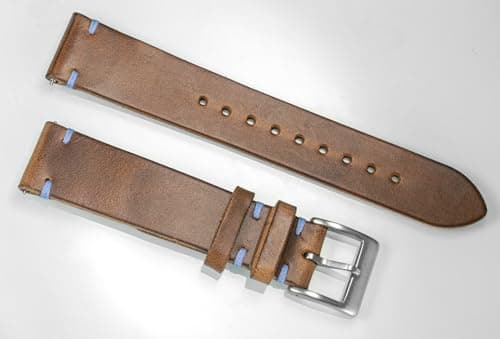hemsut h Leather Watch Bands for Men, Horween Quick Release Leather Watch Strap Vintage Watch Replacement Wrap of 18mm, 20mm, 22mm
