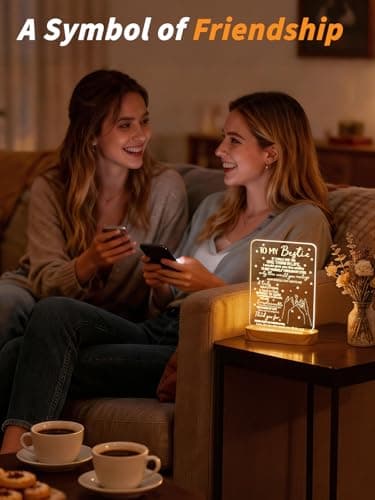 to My Bestie Gifts,3D Illusion Lamp I Love You Friends Night Light for Best Friend Sister Boys & Girls Women BFF Birthday Holiday, Soft Warm White Colors LED Wooden Table Lamp