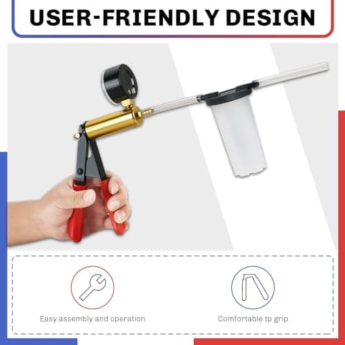 weyleity 2-in-1 Brake Bleeder & Vacuum Pump Kit | Essential for Brake & Clutch Maintenance, Handheld Vacuum Brake Bleeder Pump with Pressure Gauge, Adapters, and Case (Red)