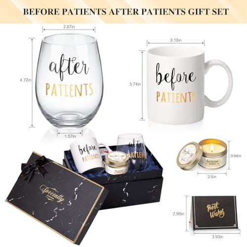Before Patients, After Patients 11 oz Coffee Mug and 18 oz Stemless Wine Glass Set Gifts Idea for Nurses, Doctors, Hygienists, Physician, Dentists Unique Birthday Graduation Gifts Idea B08LC245C5
