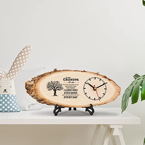 Grandpa Birthday Gifts from Grandkids, Christmas Fathers Day Birthday Gift for Grandfather, DIY Engraved Clock for Home Decor BeauGift Grandpa Gifts, Wooden Clock Birthday Gifts for Grandpa Grandfather B0F8Q4Z8QC