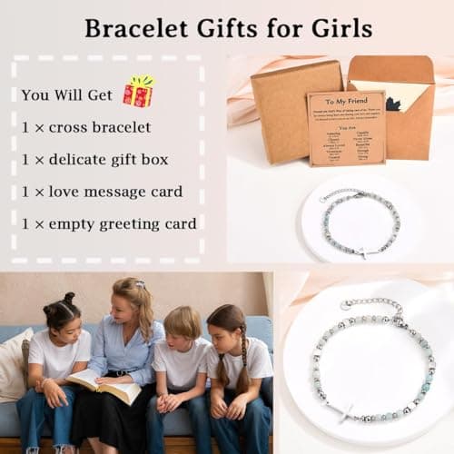 Daughter Granddaughter Sister in Christ Friend Niece Gifts on Birthday Christmas Easter Valentines Day Graduation Religious Cross Bracelet for Women Girls, Christian Gifts B0DJXSMMPZ