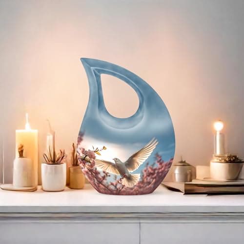 Dove Funeral Tiny Urn for Ashes, Memorial Gifts for Male & Female, Burial for Human Ashes, Tear Drop Cremation Urn for Brother & Sister, 3 Inch Keepsake B0FBWXDBQD