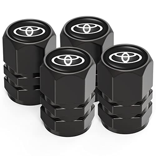 Tire Valve Caps, Valve Stem Caps Fit Toyota, Corolla, RAV4, Highlander, Alloy Car Tire Caps for Corrosion Resistant Leak-Proof Car Accessories, Black