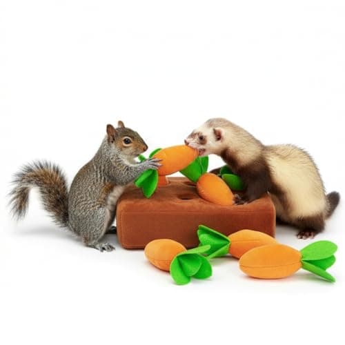 Ferret Foraging Toys Novelty Carrot Snuffle Mat Interactive Pet Treat Enrichment Toys for Small Animals Bunny Rabbit Chinchilla Guinea Pig Hamster (6Carrot)